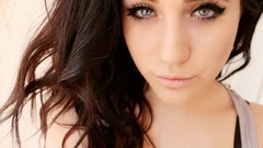 Woman white background faces brunettes