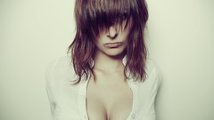 Woman white background faces brunettes deviantart boobs Liska 