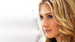 Woman white background faces delta goodrem blondes blue eyes 