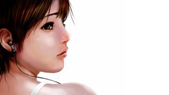 Woman white background faces earphones artwork fantasy art 