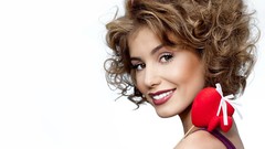 Woman white background faces models curly hair