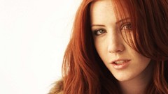 Woman white background faces models open mouth redheads Elle 