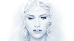 Woman white background faces monochrome curly hair