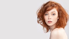 Woman white background freckles models redheads minimalistic 