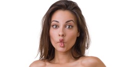 Woman white background funny brown eyes brunettes models lorena 