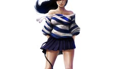 Woman white background legs brunettes artwork