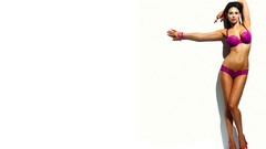 Woman white background lingerie brunettes bra bikini panties 