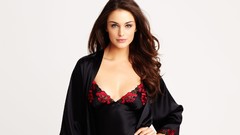 Woman white background lingerie brunettes models lauren budd 