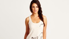 Woman white background lingerie brunettes models lauren budd La 