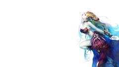 Woman white background long hair cleavage artwork Simple 