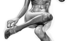 Woman white background monochrome drawings brunettes artwork 