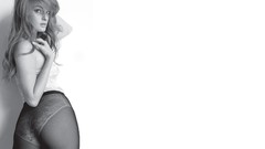 Woman white background monochrome freckles pantyhose redheads 