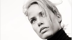 Woman white background monochrome grayscale