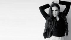 Woman white background monochrome tattoos piercings Lauren 