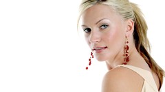 Woman white background Natasha Henstridge faces blondes blue 