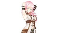 Woman white background pink hair anime girls green eyes final 