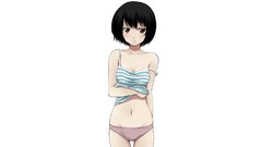 Woman white background red eyes anime girls panties Simple 