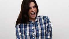 Woman white background shirts brunettes ashley greene Simple 