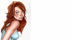 Woman white background Spider-Man redheads artwork boobs Mary 