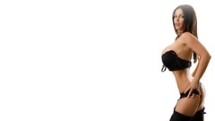 Woman white background stockings brunettes denise milani copia