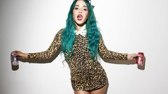 Woman white background sunglasses studio leopard print Dani 