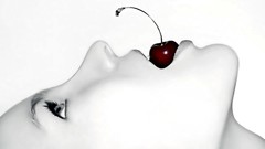 Woman white cherries selective