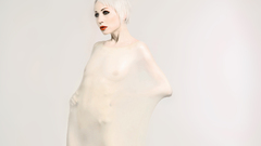 Woman white fetish latex