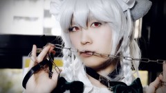 Woman white hair chains bangs touhou izayoi sakuya cosplay 