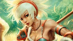 Woman white hair cleavage Vikings artwork fantasy art
