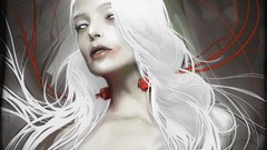 Woman white hair fantasy art