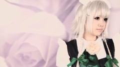 Woman white hair maids braids bangs touhou izayoi sakuya 