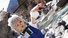 Woman white hair maids touhou izayoi sakuya hikari cosplay hair 