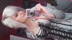 Woman white hair models bustier