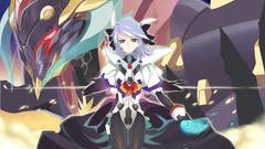 Woman white hair red eyes Ribbons anime girls mecha