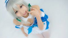 Woman white hair touhou izayoi sakuya cosplay hair ornaments 