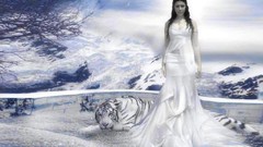 Woman white tiger