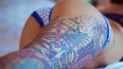 Woman widescreen legs tattoos panties