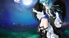 Woman wings Anime dress blue hair mystique