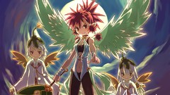 Woman wings Anime redheads shrine maiden outfit