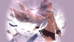 Woman wings Anime schoolgirls skirts angels school uniforms 