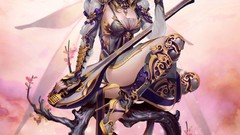 Woman wings armor blondes bard artwork fantasy art long ears