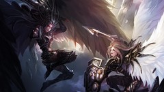 Woman wings armor Fighting Swords aion artwork fantasy art