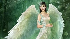 Woman wings asians angels artwork fantasy art