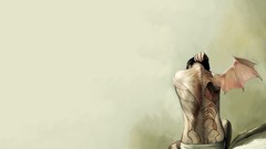 Woman wings back artwork fantasy art Simple Background