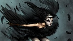 Woman wings ballet feathers