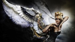Woman wings blondes angels digital art