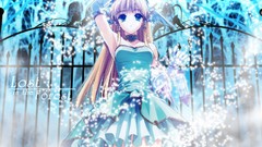 Woman wings blondes artists long hair anime girls blue eyes 