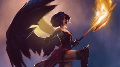 Woman wings blue hair artwork