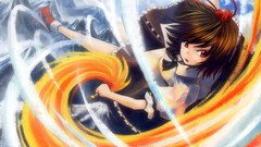 Woman wings brown red eyes anime girls short hair touhou 