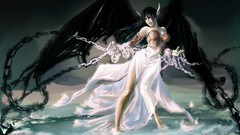Woman wings Dark Angel chains demons Succubus artwork fantasy 